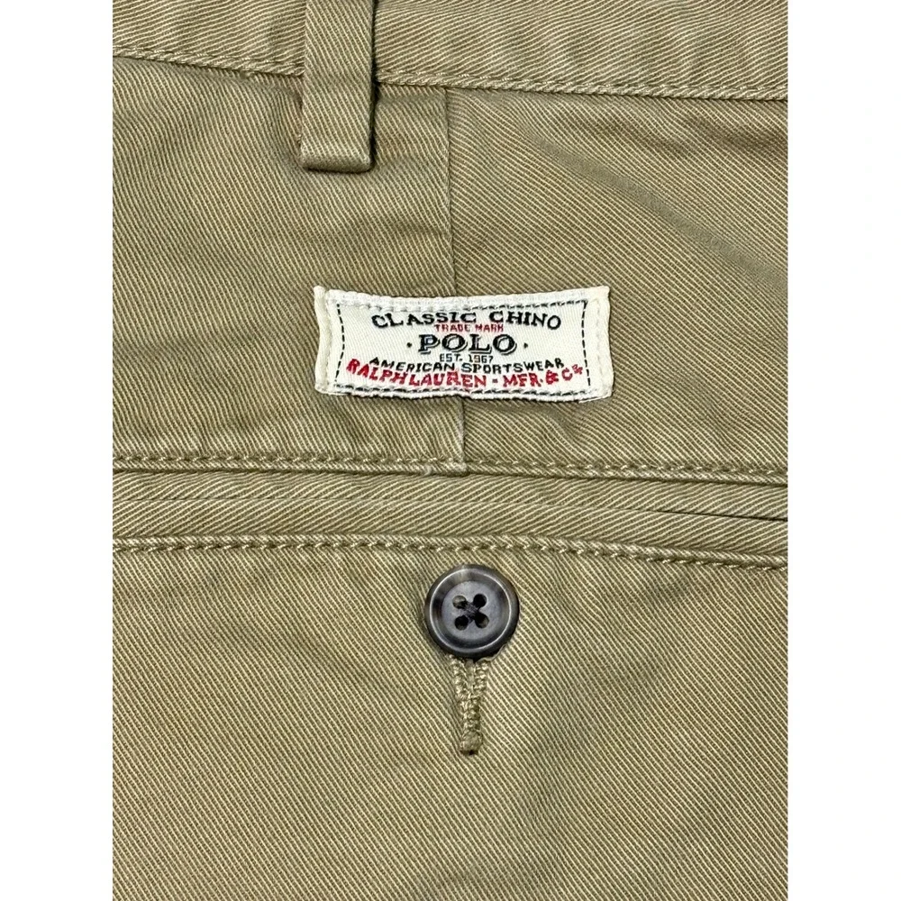 Vintage Polo Ralph Lauren Mens Classic Chino‎ Pants 38/32 Cotton Khaki Casual